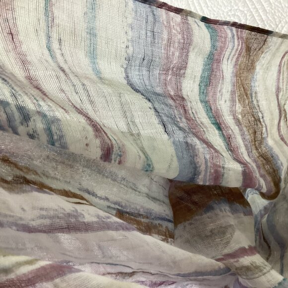 NWT J. Jill Pure Jill Cotton & Linen Striped Scarf With Fringe Details - Picture 7 of 11